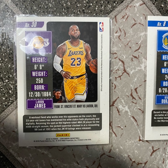2018-19 Panini Contenders Season Ticket LeBron James/Kevin Durant - Picture 2 of 9